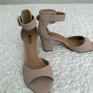 IDIFU Beige Ankle Strap Heels